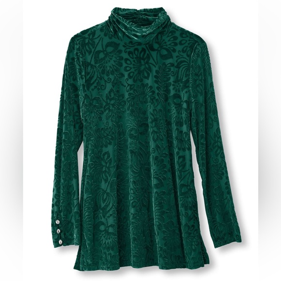 Soft Surroundings Tops - Soft Surroundings Walden Velvet Burnout Turtleneck Top M